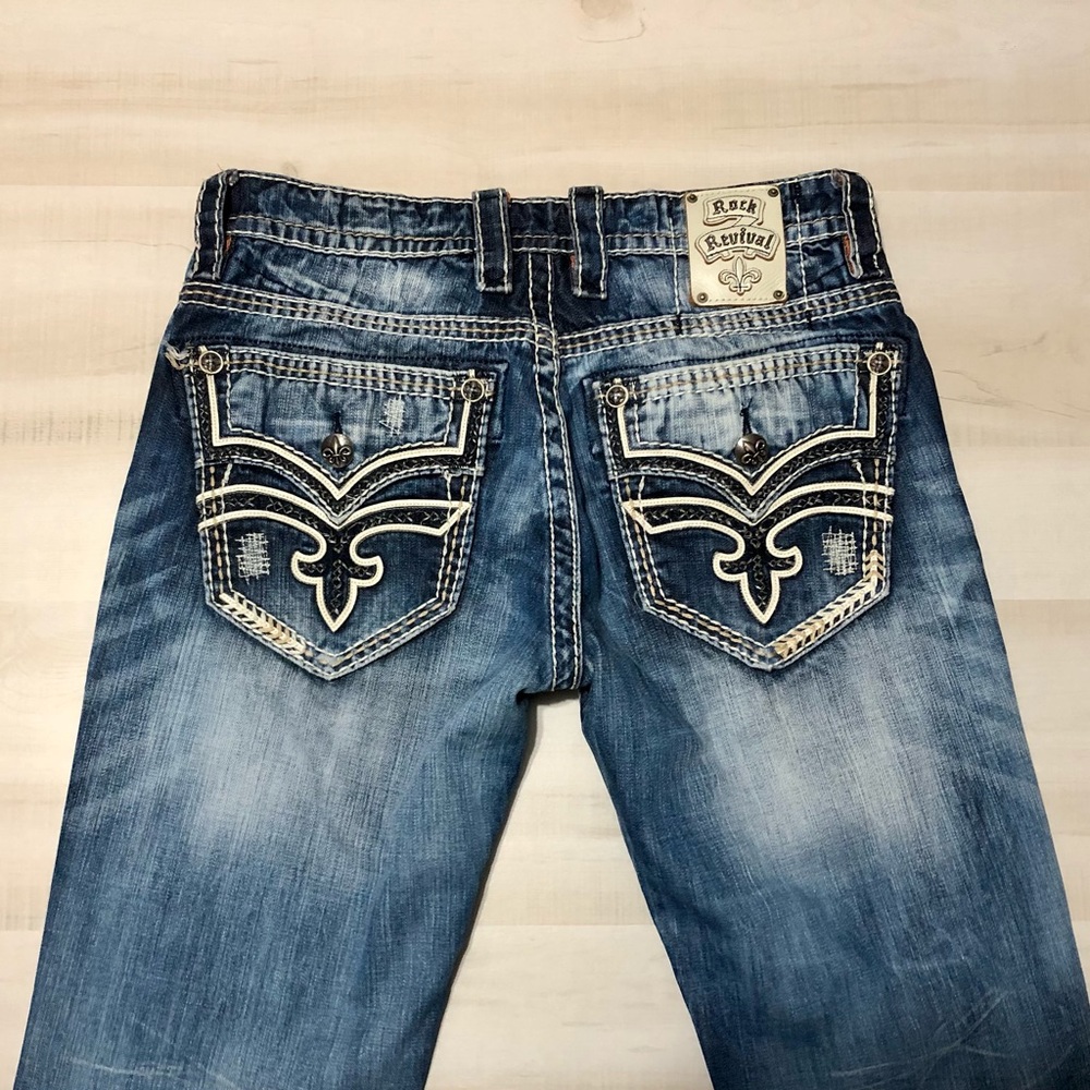 Men’s Rock Revival Jeans Triton Boot Size 34